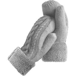 Women's Light Gray Cozy Lining Knitted Winter Warm Cold Weather Mittens Gloves